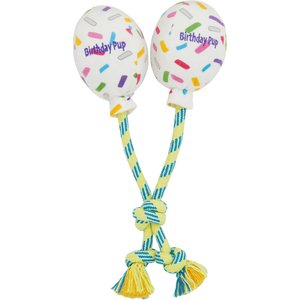 Frisco Birthday Balloon Bouquet Plush with Rope Squeaky Dog Toy