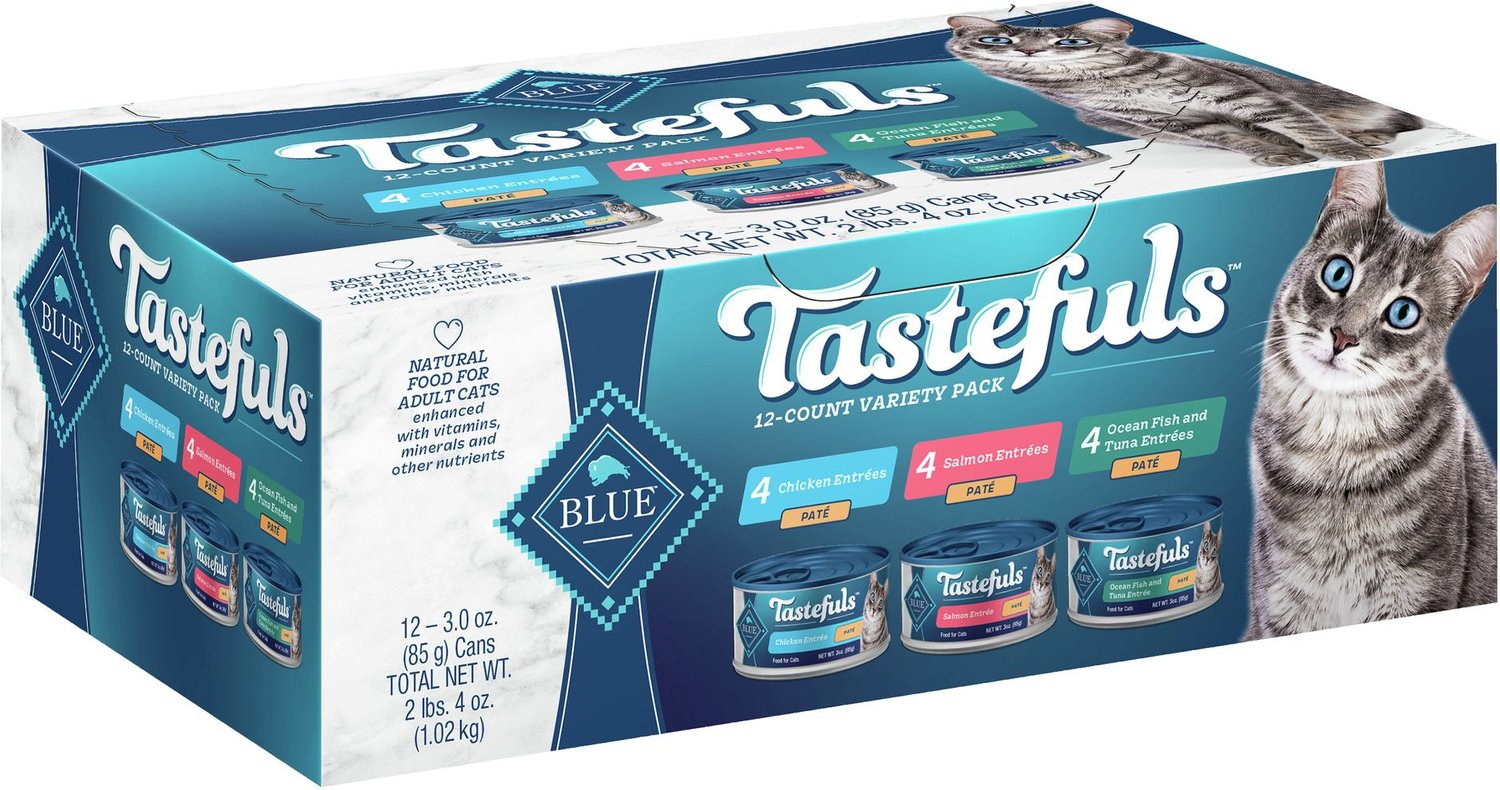 Blue Buffalo Tastefuls Salmon, Chicken, Ocean Fish & Tuna Entrées Variety Pack