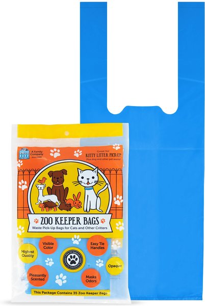 Doggie Walk Bags Baby Powder Scented Tie Handle Zoo Keeper Dog Poop Bags, Blue, 35 count slide 1 of 4