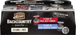 Merrick Backcountry Grain-Free Real Beef & Chicken Dinner Variety Pack Wet Dog Food, 12.7-oz can, case...