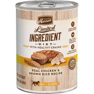 Merrick Limited Ingredient Diet Chicken & Brown Rice Recipe Wet Dog Food, 12.7-oz can, case of 12