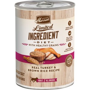 Merrick Limited Ingredient Diet Turkey & Brown Rice Recipe Wet Dog Food, 12.7-oz can, case of 12