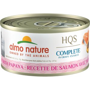 Almo Nature HQS Complete Salmon with Papaya Wet Cat Food, 2.47-oz can, case of 12