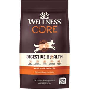Wellness CORE Digestive Health Wholesome Grains Chicken & Brown Rice Recipe Dry Dog Food, 4-lb bag