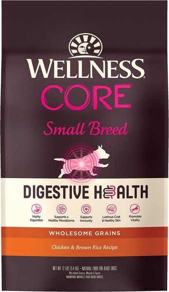 Wellness CORE Digestive Health Wholesome Grains Chicken & Brown Rice Recipe Small Breed Dry Dog Food, 12-lb bag slide 1 of 10
