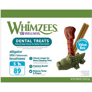 WHIMZEES Natural Dental Chews Small Breed Value Box Dog Treats, 89 count