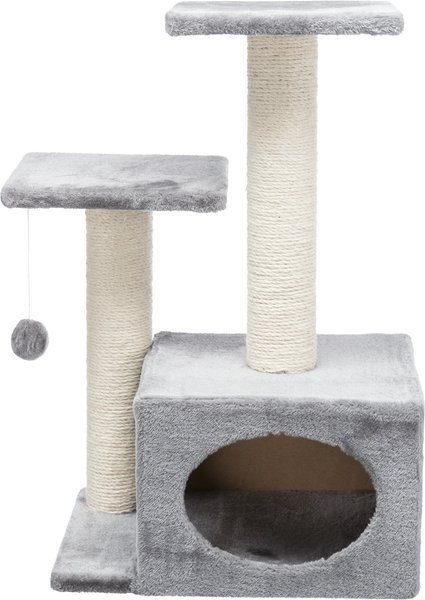 TRIXIE Valencia 28-in Plush Cat Tree & Scratching Post with Condo & Cat Toy, Gray/Cream slide 1 of 8