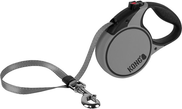 KONG Retractable Terrain Nylon Reflective Retractable Dog Leash, Grey, Large: 16-ft long, 1/2-in wide slide 1 of 5