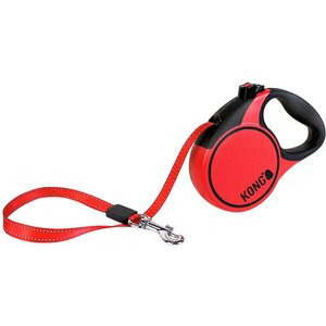 KONG Retractable Terrain Nylon Reflective Retractable Dog Leash, Red, X-Small: 10-ft long, 3/8-in wide