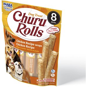 Inaba Churu Rolls Chicken Recipe Grain-Free Soft & Chewy Dog Treats, 0.42-oz, pack of 8