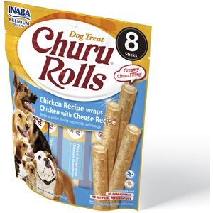Inaba Churu Rolls Chicken with Cheese Recipe Grain-Free Soft & Chewy Dog Treats, 0.42-oz, pack of 8
