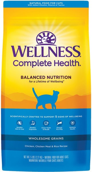 Wellness Complete Health Chicken & Rice Dry Cat Food, 5-lb bag slide 1 of 9