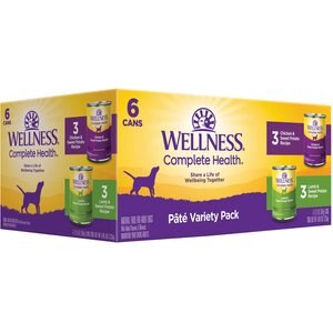 Wellness Complete Health Pate Variety Pack Wet Dog Food, 12.5-oz case of 6