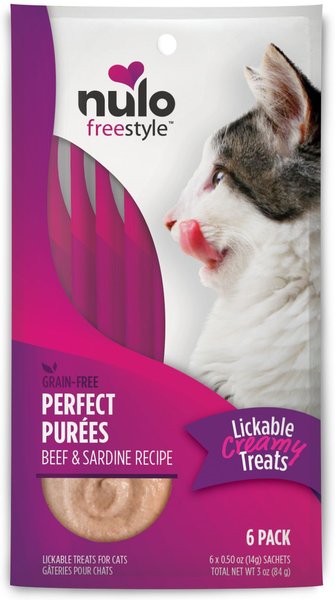 Nulo Freestyle Perfect Purees Beef & Sardine Recipe Grain-Free Lickable Cat Treats, 0.5-oz, pack of 6 slide 1 of 5