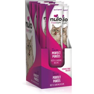 Nulo Freestyle Perfect Purees Beef & Sardine Recipe Grain-Free Lickable Cat Treats, 0.5-oz, case of 48