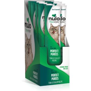 Nulo Freestyle Perfect Purees Tuna & Scallop Recipe Grain-Free Lickable Cat Treats, 0.5-oz, case of 48