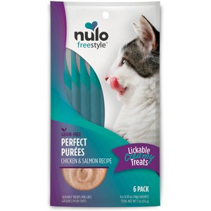 Nulo Freestyle Perfect Purees Chicken & Salmon Recipe Grain-Free Lickable Cat Treats, 0.5-oz, pack of 6