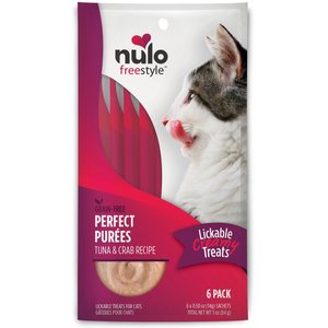 Nulo Freestyle Perfect Purees Tuna & Crab Recipe Grain-Free Lickable Cat Treats, 0.5-oz, pack of 6