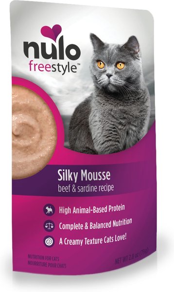 Nulo Freestyle Silky Mousse Beef & Sardine Recipe Grain-Free Wet Cat Food, 2.8-oz, case of 24 slide 1 of 3