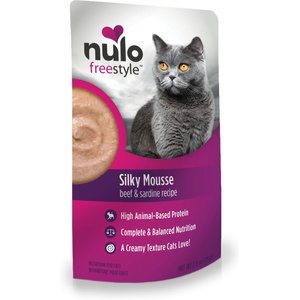 Nulo Freestyle Silky Mousse Beef & Sardine Recipe Grain-Free Wet Cat Food, 2.8-oz, case of 24