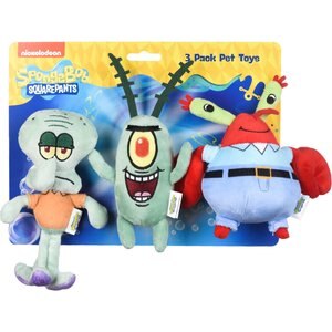 Fetch For Pets SpongeBob Squidward, Plankton & Mr. Krabs Squeaky Plush Dog Toys, 3 count