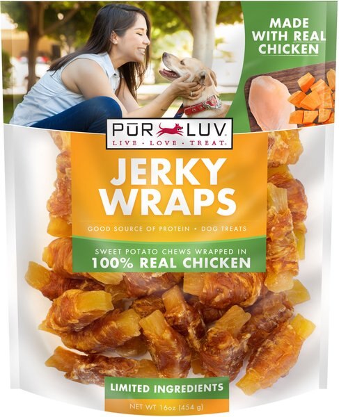 Pur Luv Sweet Potato Chews Jerky Wraps Dog Treats, 16-oz bag slide 1 of 6
