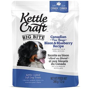 Kettle Craft Big Bite Canadian Free Range Bison & Blueberry Recipe Dog Treats, 12-oz bag