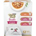 Fancy Feast Broths Seafood Bisque Collection Variety Pack Grain-Free Cat Food Topper, 1.4-oz pouch, case of 12, 3 count