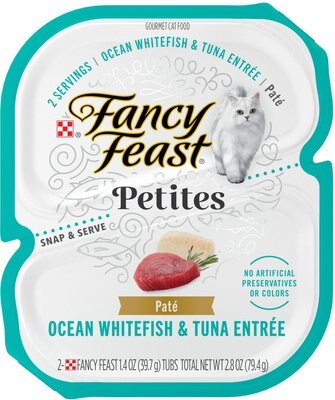 Fancy Feast Petites Pate Ocean Whitefish & Tuna Entrée Wet Cat Food, 2.8-oz, case of 12, slide 1 of 1