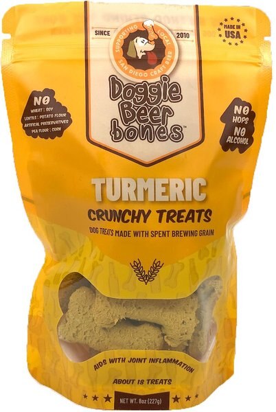 Doggie Beer Bones Turmeric Crunchy Dog Treats, 8-oz bag slide 1 of 4