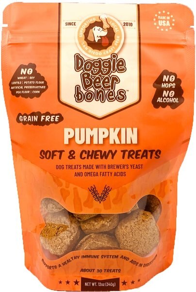 Doggie Beer Bones Pumpkin Soft & Chewy Grain-Free Dog Treats, 12-oz bag slide 1 of 4