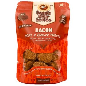 Doggie Beer Bones Bacon Soft & Chewy Grain-Free Dog Treats, 12-oz bag