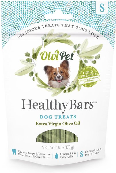 OlviPet Healthy Bars Extra Virgin Olive Oil Small Breed Dog Treats, 6-oz pouch slide 1 of 1