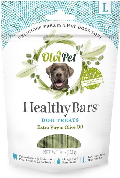 OlviPet Healthy Bars Extra Virgin Olive Oil Large Breed Dog Treats, 9-oz pouch slide 1 of 1