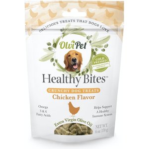 OlviPet Healthy Bites Chicken Flavor Crunchy Dog Treats, 6-oz pouch