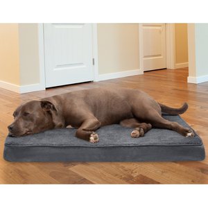 FurHaven Terry Deluxe Cooling Gel Pillow Cat & Dog Bed w/Removable Cover, Gray, Large