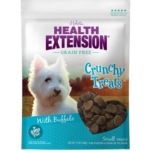 Health Extension Small Buffalo Heart Shaped Grain-Free Crunchy Dog Treats, 12-oz bag
