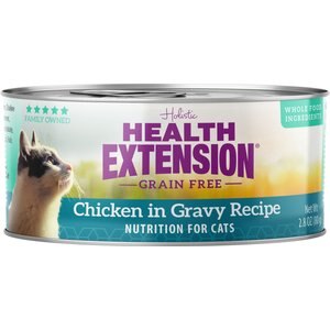 Health Extension Chicken in Gravy Grain-Free Wet Cat Food, 2.8-oz can, case of 24