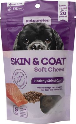 PetsPrefer Skin & Coat Health Pork Flavor Soft Chew Dog Supplement, 30 count, slide 1 of 1