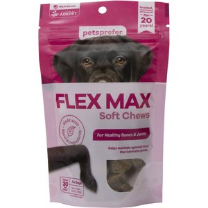 PetsPrefer Flex Max Hip & Joint Support Pork Flavor Soft Chew Dog Supplement, 30 count