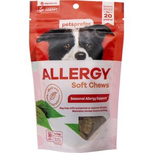 PetsPrefer Allergy Relief Pork Flavor Soft Chew Dog Supplement, 30 count