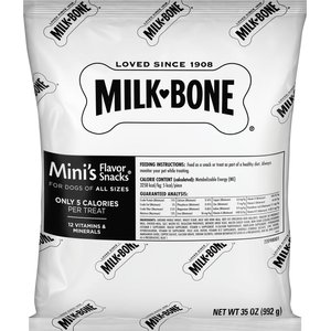 Milk-Bone Mini's Flavor Snacks Beef, Chicken & Bacon Flavored Biscuit Dog Treats, 35-oz, case of 2
