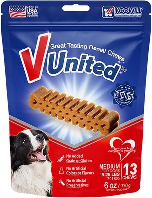 Koowill V United Great Tasting Dental Chews Medium Breed Grain-Free Dog Treats, slide 1 of 1