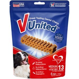 Koowill V United Great Tasting Dental Chews Medium Grain-Free Dental Dog Treats, 13 count