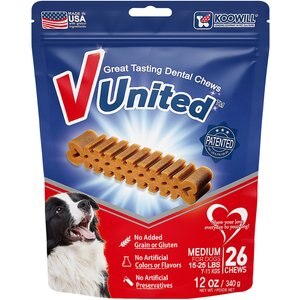 Koowill V United Great Tasting Dental Chews Medium Grain-Free Dental Dog Treats, 26 count