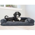 FurHaven Quilted Bolster Cat & Dog Bed w/ Removable Cover, Iron Gray, Large