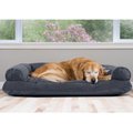 FurHaven Quilted Bolster Cat & Dog Bed w/ Removable Cover, Iron Gray, Jumbo