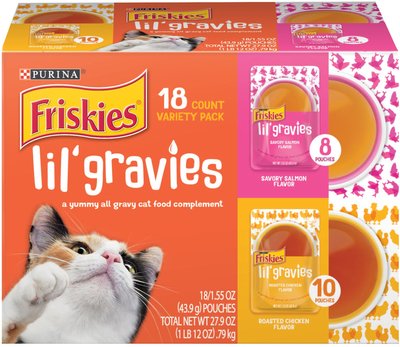 Friskies Lil' Gravies Variety Pack Cat Food Complement, 1.55-oz, case of 18, slide 1 of 1