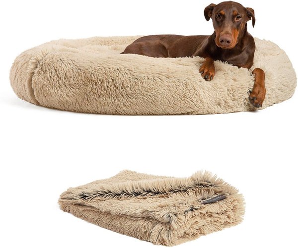 Best Friends by Sheri The Original Calming Donut Dog Bed & Throw Dog Blanket, Taupe, X-Large slide 1 of 7