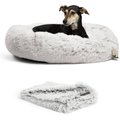 Best Friends by Sheri The Original Calming Donut Dog Bed & Throw Dog Blanket, Frost, Large